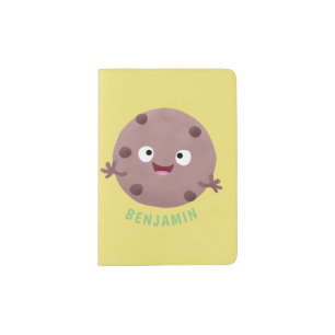Cute smart chocolate chip cookie cartoon passport holder