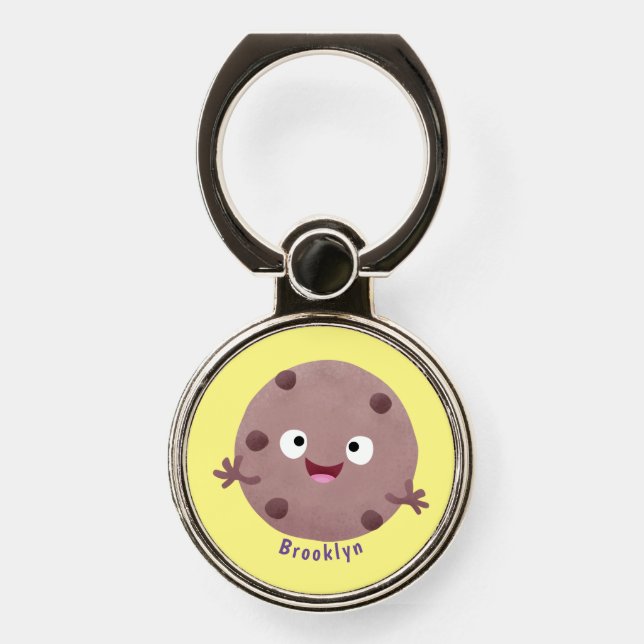 Cute smart chocolate chip cookie cartoon phone ring stand (Front)