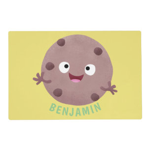 Cute smart chocolate chip cookie cartoon placemat
