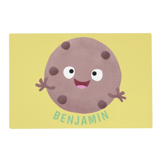 Cute smart chocolate chip cookie cartoon placemat (Front)