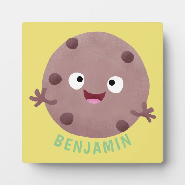 Cute smart chocolate chip cookie cartoon plaque (Front)