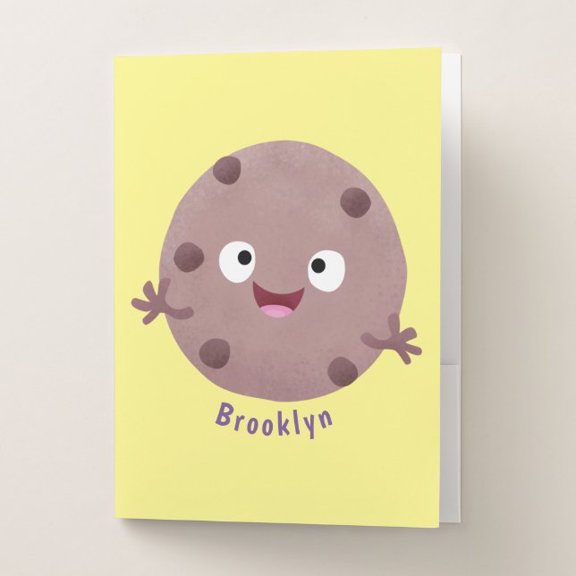 Cute smart chocolate chip cookie cartoon pocket folder (Front)