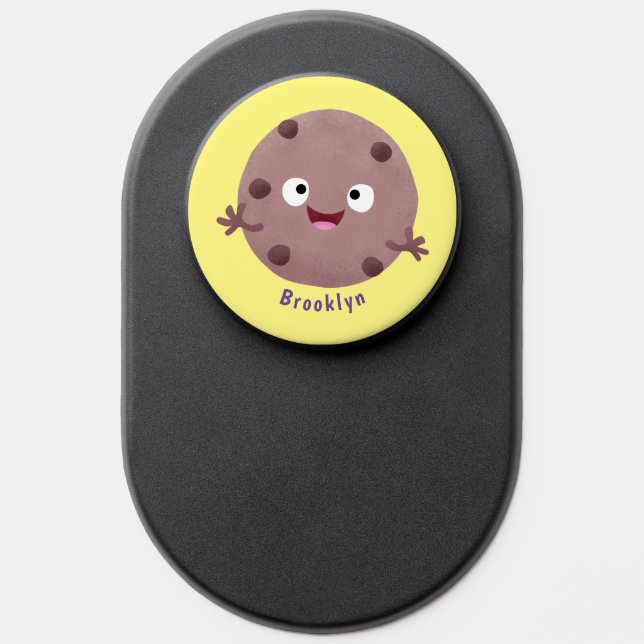 Cute smart chocolate chip cookie cartoon PopSocket (Popsocket)