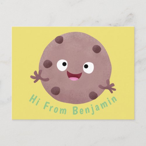 Cute smart chocolate chip cookie cartoon postcard