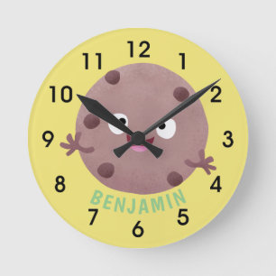 Cute smart chocolate chip cookie cartoon round clock