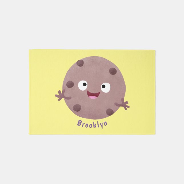 Cute smart chocolate chip cookie cartoon rug (Front)