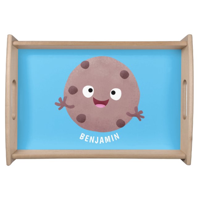 Cute smart chocolate chip cookie cartoon serving tray (Front)