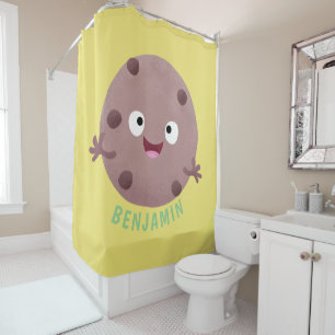 Cute smart chocolate chip cookie cartoon shower curtain