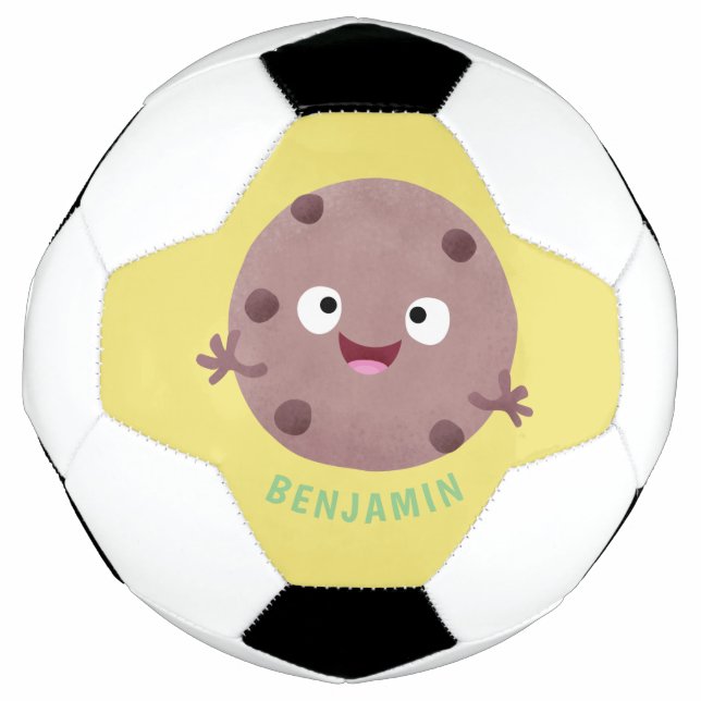 Cute smart chocolate chip cookie cartoon soccer ball (Front)