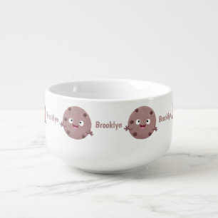 Cute smart chocolate chip cookie cartoon soup mug