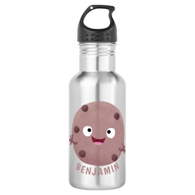 Cute smart chocolate chip cookie cartoon stainless steel water bottle (Front)