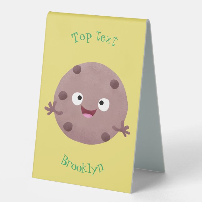 Cute smart chocolate chip cookie cartoon table tent (Front)