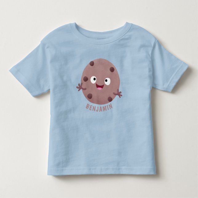 Cute smart chocolate chip cookie cartoon toddler t-shirt (Front)