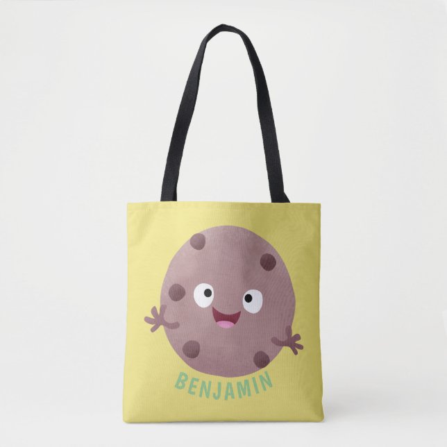 Cute smart chocolate chip cookie cartoon tote bag (Front)