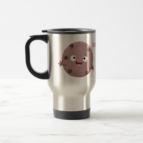 Cute smart chocolate chip cookie cartoon travel mug