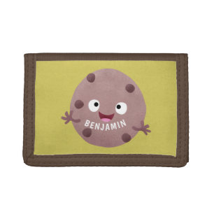 Cute smart chocolate chip cookie cartoon tri-fold wallet