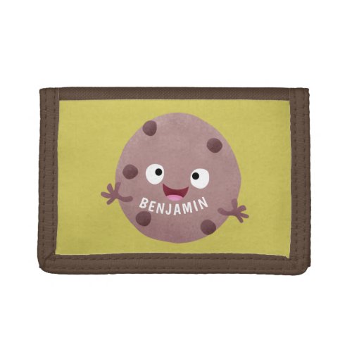 Cute smart chocolate chip cookie cartoon trifold wallet
