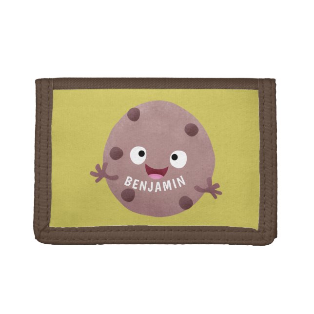 Cute smart chocolate chip cookie cartoon trifold wallet (Front)