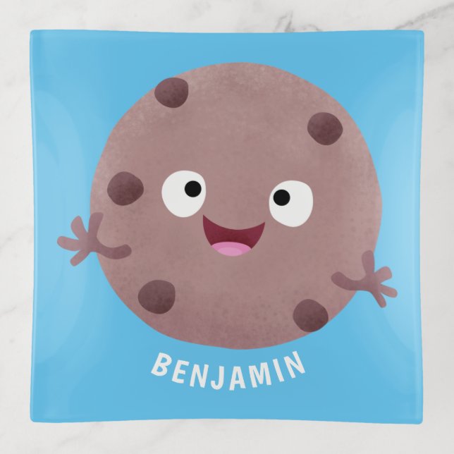 Cute smart chocolate chip cookie cartoon trinket tray (Front)