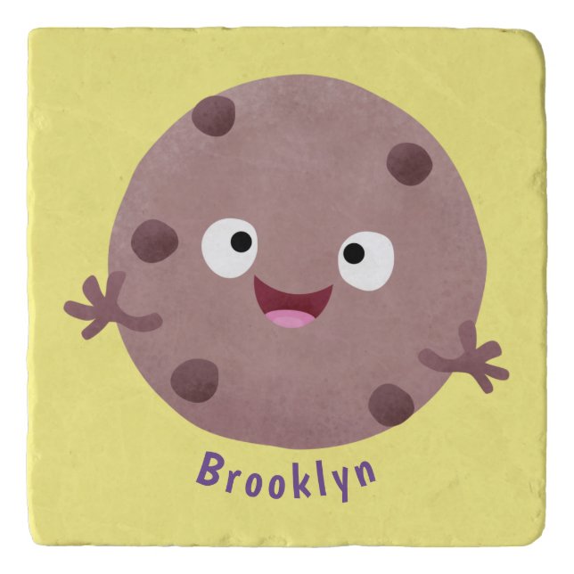 Cute smart chocolate chip cookie cartoon trivet (Front)