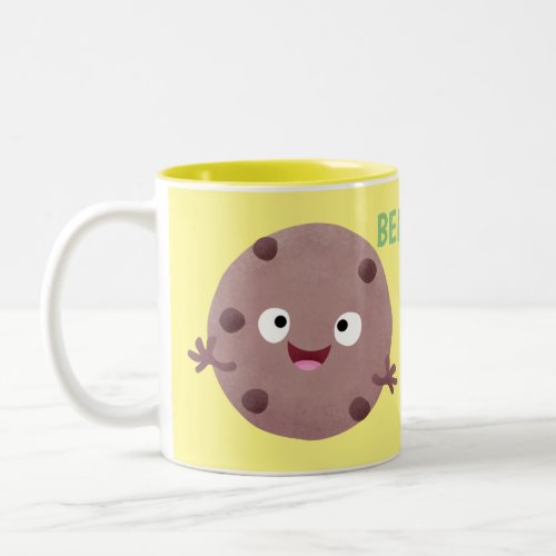 Cute smart chocolate chip cookie cartoon Two_Tone coffee mug