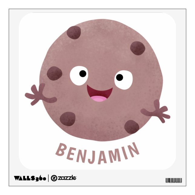 Cute smart chocolate chip cookie cartoon wall decal (Front)
