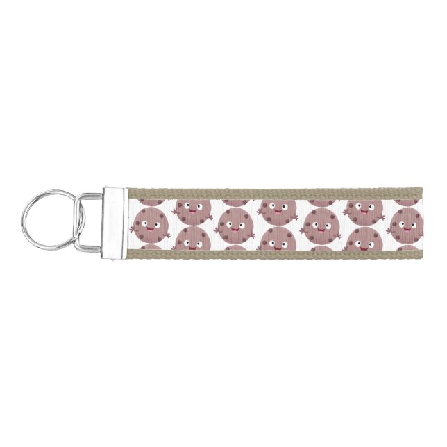 Cute smart chocolate chip cookie cartoon wrist keychain (Keys on Left)