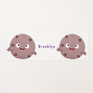 Cute smart chocolate chip cookie cartoon yoga mat