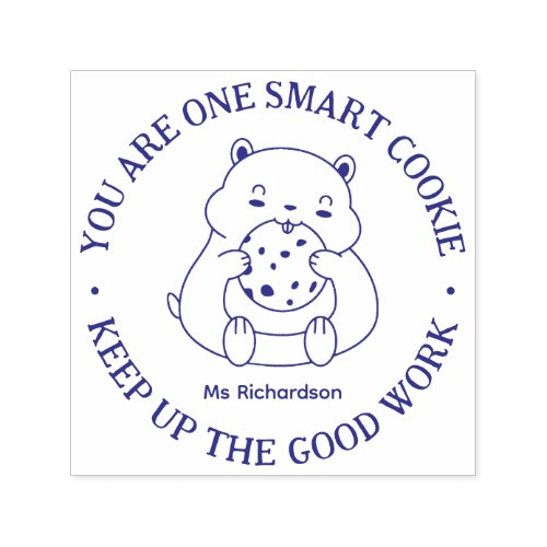 Cute Smart Cookie Hamster Teacher Encouragement Self_inking Stamp