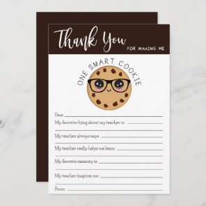 Cute Smart Cookie Teacher Thank You Letter Card