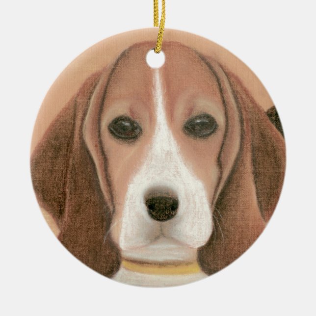 Cute smart dog. Pastel      Ceramic Ornament (Front)