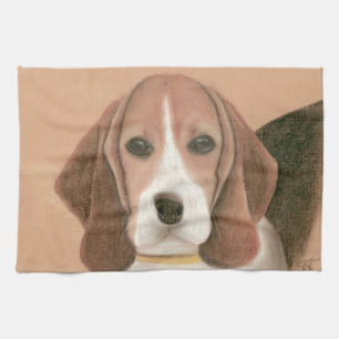 Cute smart dog. Pastel   Kitchen Towel