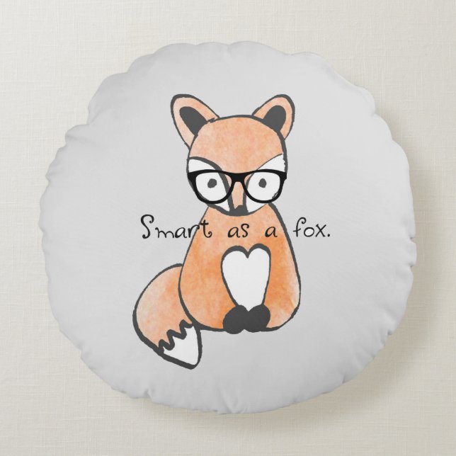 Cute Smart Fox Kids Round Pillow (Front)