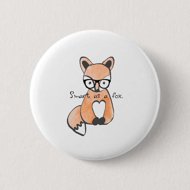 Cute Smart Fox Pinback Button (Front)