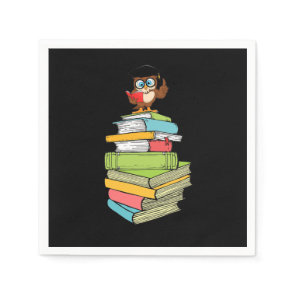Cute Smart Literature Bookworm Owl Bibliophile Pil Napkins