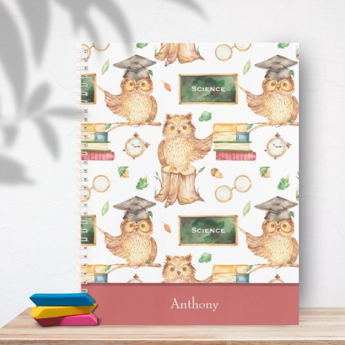 Cute Smart Owl with Chalkboard Subject Name Notebook