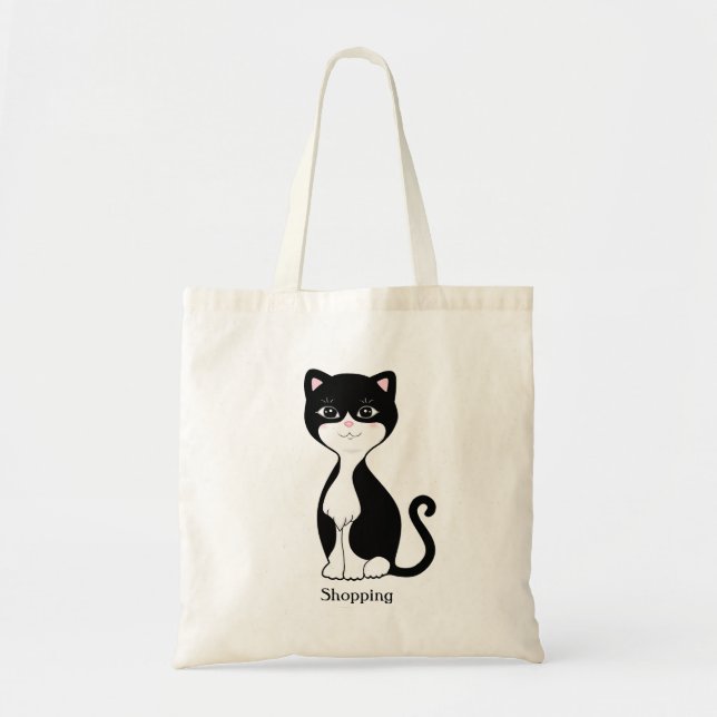 Cute Smart Tuxedo Cat Tote Bag (Front)