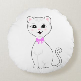 Cute Smart White Cat Cartoon