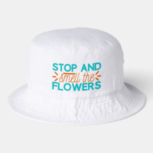 Cute smell flowers word art  bucket hat