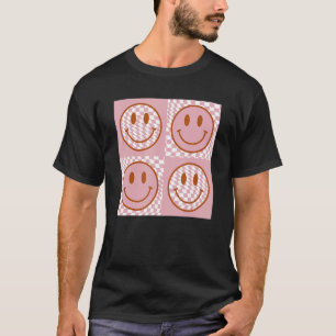 Cute Smile Checkered Pattern Happy Face Trendy R T-Shirt