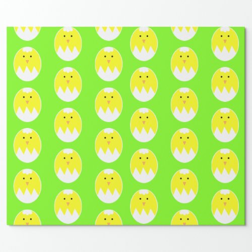 Cute Smile Cracked Egg Chick Easter Gift Wrapping Paper