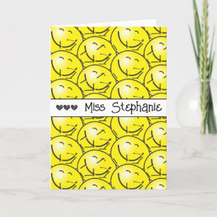 Cute Smile Face Sunshine Helping Me Shine Teacher Letterpress Thank You Card