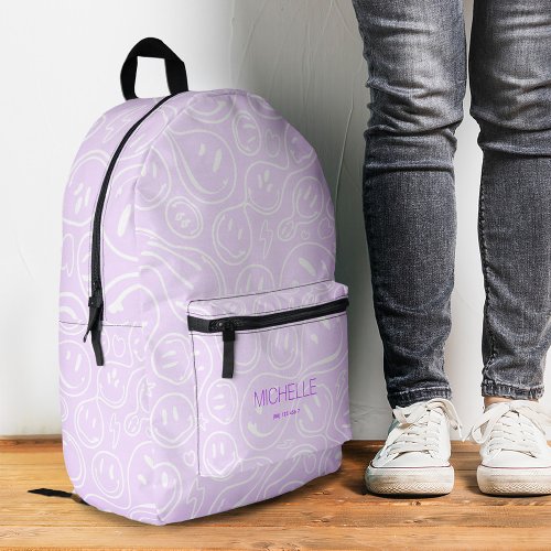 Cute Smile Girly Trendy Purple To School Printed Backpack