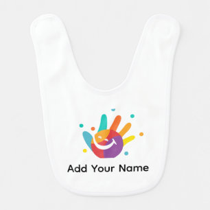 Cute Smile Handprint Personalized Baby Bib