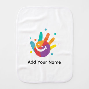 Cute Smile Handprint Personalized Baby Bu Burp Cloth