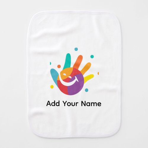Cute Smile Handprint Personalized Baby Bu Burp Cloth