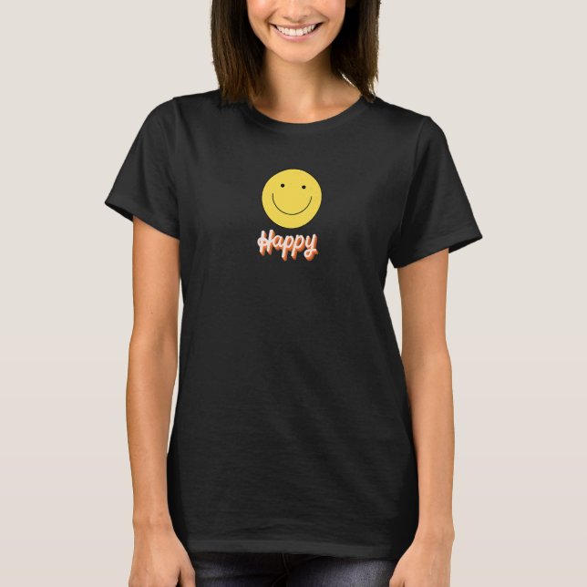 Cute Smile Happy Face Unisex Yellow Fun Sun Summer T-Shirt (Front)