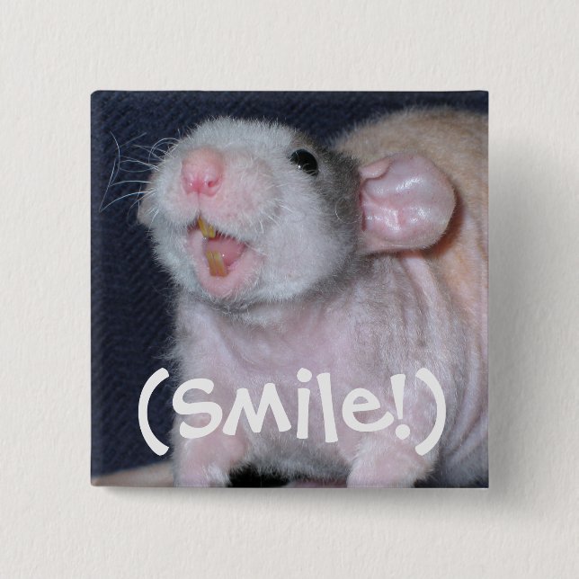 Cute Smile Rat Pinback Button (Front)