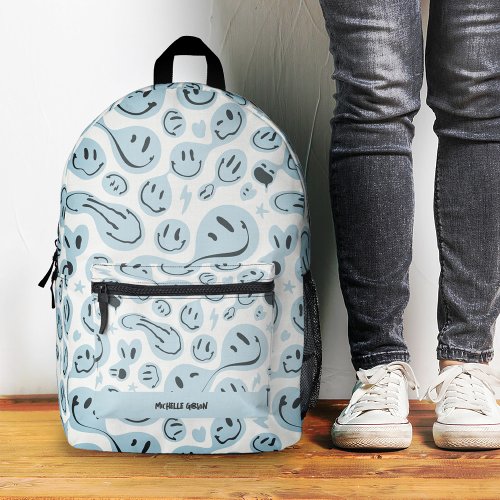 Cute Smile Smiling Face Funny Kids Teen Sky Blue Printed Backpack