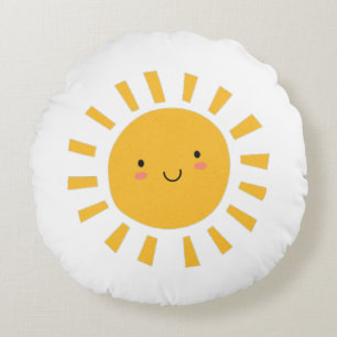 Cute smile sun round pillow